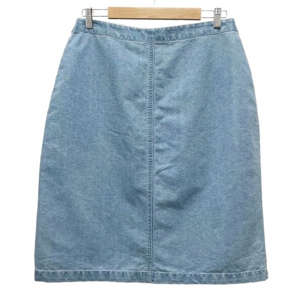 Vintage Basic Editions Light Wash Button Front Belted Skirt Women’s Size 12/14 - Picture 3 of 9